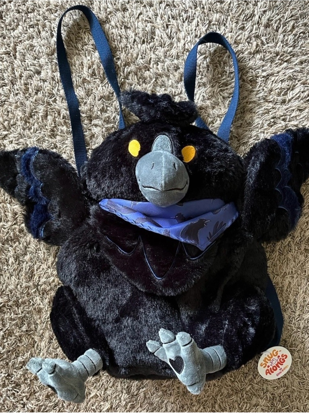 Little Softs SNUG-ALONGS London Fog Raven Plush Backpack - New
